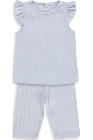 Civil Girls Kaprili 2-5 Yaş Pijama Takımı - Mavi Açık Mavi