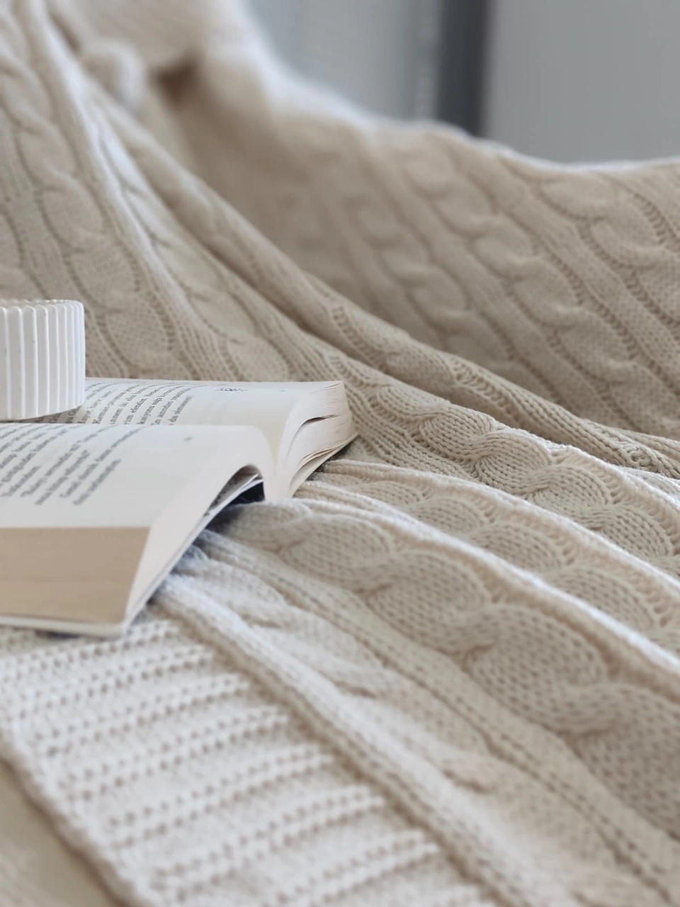 Ponponlu Triko Örme Tv Battaniyesi Örgü Koltuk & Omuz Şalı