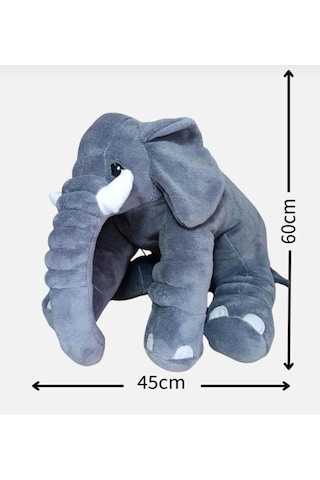 Peluş Gri Fil 60 Cm Sevimli Konforlu: Peluş Uyku Yastığı Ve Sarılma Arkadaşı Dekoratif Oyuncak
