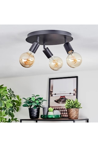 Riolight Modern Siyah 3xe27 Mafsallı Hareketli Başlık Glop Ampul Hariç Metal Spot Avize 3'lü Siyah