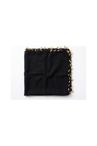 Umttrend Siyah Gold Pul Oyalı Pamuklu Kadın Eşarp 110x110 Cm