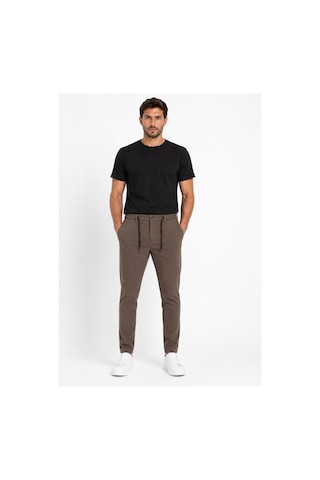 Hzr Wear Erkek Jogger Pantolon Esnek Kumaş Likralı Slim Fit Bağcıklı Kahverengi