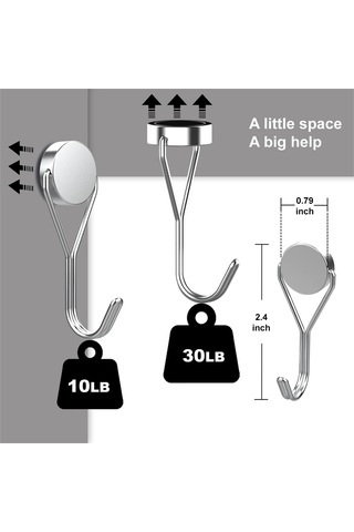 Monyee 4 Adet Dairesel Döner Manyetik Hook: 360 Dönebilen, Delik Yaptırmadan, Mutfak/banyo İçin Güçlü Tutucu Diğer