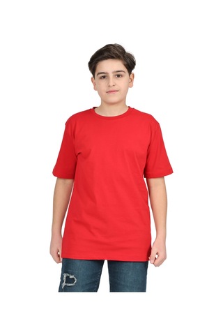 Erdem Kıds Erkek Çocuk Siyah Düz Baskısız Kısa Kol Basic Casual-okul T-shirt Kırmızı Kırmızı