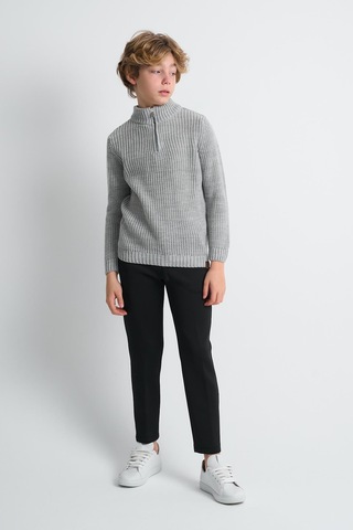 Alexandergardı Dik Yaka Fermuarlı Erkek Çocuk Kazak C23-7108 Gri