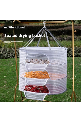 Hangfox Ev İçi Çok Amaçlı Kurutma Ağı: Yemek, Balık, Gıda Kurutucu - Sinek Proof, Katlanabilir, Balkon Uygun Orta Boy 3 Katlı 40x60cm