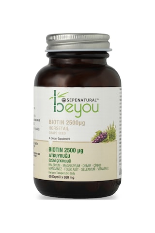 Sepe Natural BeYou Biotin 1250 Horsetail Atkuyruğu Magnezyum Selenyum Kompleks 880 mg 60 Kapsül