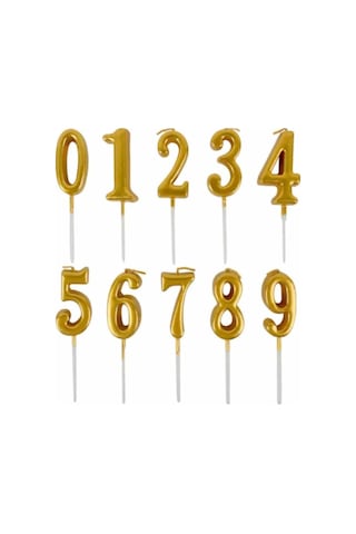 3 Gold Mum 13 Cm Büyük Boy Rakam Doğum Günü Pasta Süsleme Altın