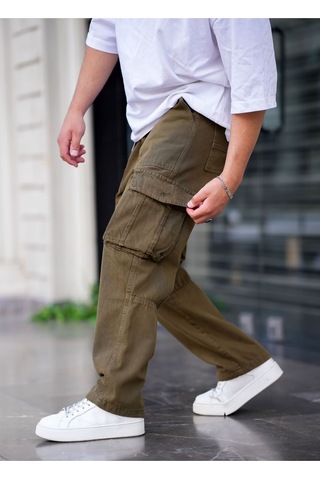 Cool Tarz Erkek Kargo Cep Baggy Pantolon Haki Rengi Haki Haki