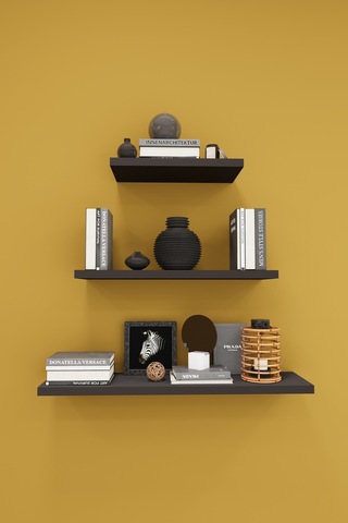 Asra Trend Modern Duvar Rafı DRF-02 %100 MDF 3'lü Dekoratif Organizer Kitaplık Antrasit