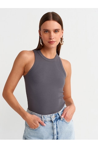 Dilvin Fitilli Halter Yaka Atlet Füme