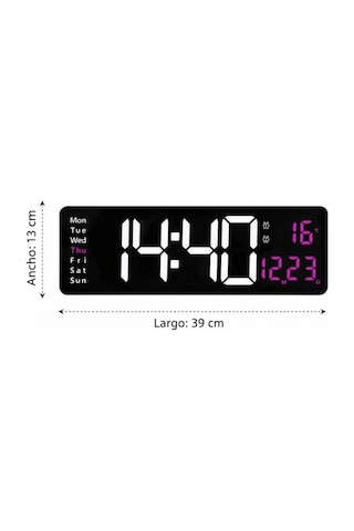 Omniax Kumandalı Duvara Monte Tarih/sıcaklık/alarm Özellikli Led Aydınlatmalı Dijital Saat 39 X 13 Çok Renkli