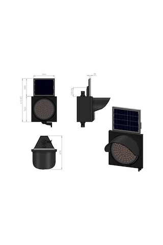 200 mm Ledli Güneş Enerjili Flaşör, Solar Çakar Lamba