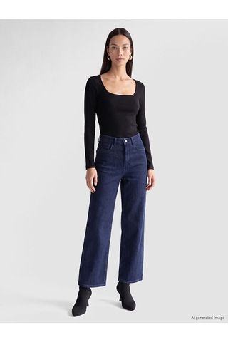 Lc Waikiki Lc Waıkıkı Siyah U Yaka Kadın Fitilli Body