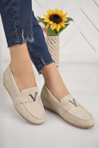 Nesilshoes Nesil Shoes Minal Gd06 Bej Gizli Topuk Kadın Ayakkabı