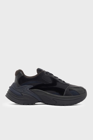 Emporio Armani Süet Detaylı Sneaker Ayakkabı Erkek Ayakkabı Em004828 Af23184 Mz312 Siyah-lacivert