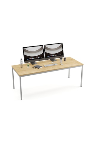 Çok Amaçlı Masa 180x80x75h Cm, Yemek Masası, Ofis Çalışma Masası, Bilgisayar Masası, Meşe Renk Safir Meşe