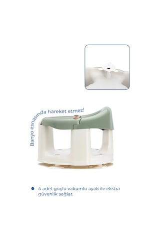 Babyjem Önden Açılır Banyo ve Mama Oturağı + Minderi - 2 ' li Set Soft Yeşil