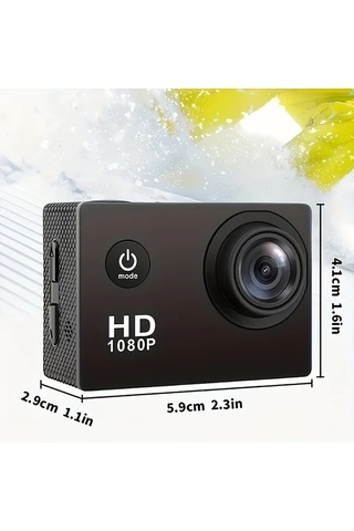 Dashanshop Siyah Ultra Hd Aksiyon Kamerası 140 1080p 2" Lcd Dijital Titreme Önleyici Balıkgözü Lens Şarj Edilebilir Pil Mp4 Formatı