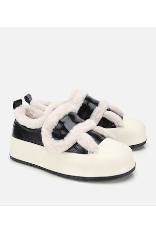 Hotiç Kadın Rugan Deri Siyah İçi Kürklü Kalın Bantlı Spor Ayakkabı 01ayh316970a100 01ayh316970a100 Siyah