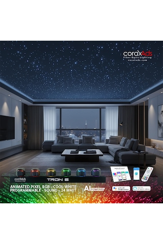 Salon Yıldız Tavan Ev Konut Fiber Optik Aydınlatma Kiti - Kayan Yıldızlı Çok Renkli