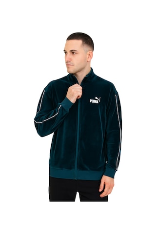 Puma Essentials Elevated Velour Track Erkek Siyah Ceket Yeşil