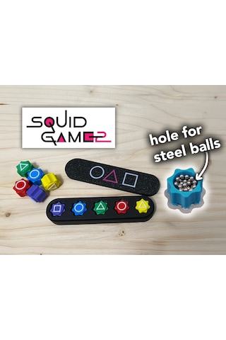 Squid Game Gonggi 5 Taş Oyun Seti, Özel Uzun Kutulu, Ağır Taşlı V