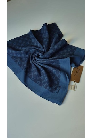 Lacivert Elegance Monogram Eşarp Lacivert