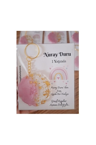 Gökkuşağı Kartlı Yuvarlak Anahtarlık 10 Adet Babyshower Doğum Günü Bebek Hediyelikleri