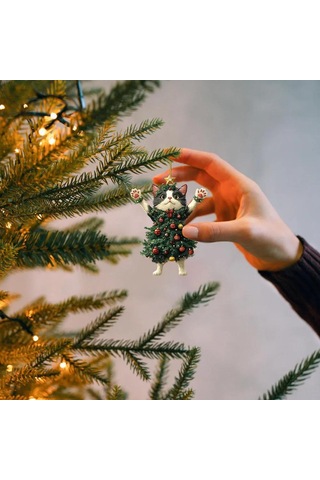 Dianziye Kedi Şekilli Akrilik Noel Ağaç Özelliği - Zarf, Araba Ve Kapı Dekorasyonu - Dayanıklı Ve Şık Tasarım