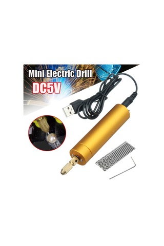 Yaozixia 5v Dc Mini Alüminyum Elektrik Motoru El Matkabı + 10 Adet Ahşap Pcb İçin Kendin Yap Büküm Uçları