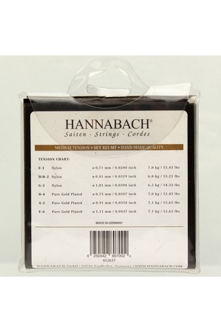 Hannabach 825mt Klasik Gitar Teli Medium Tension Saf Altın Kaplama Baslar Korozyona Dayanıklı