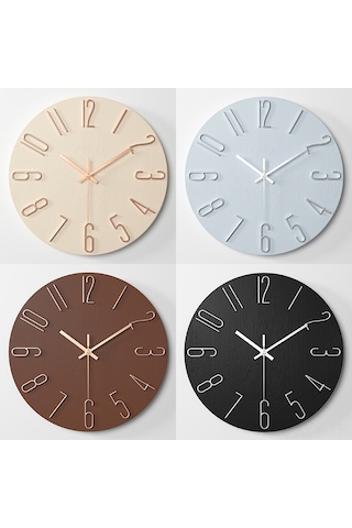 Yaleker Ev Dekoru İçin Minimalist Duvar Saati - Gri Mavi Arka Plan,电镀银 Rakamlar, 30 Cm 12 İnç , Ev Kullanıma Uygun Zaman Takibi Aleti Renkli