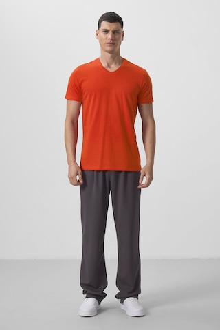 Tommylife Portakal Basic Kısa Kol Standart Kalıp V Yaka Erkek T-shirt - 87912 Turuncu