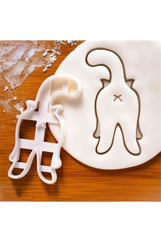 Gildedwill Plastik Kedi Kurabiye Kalıpları Kedi Poposu Şeklinde Kendin Yap Bisküvi Kurabiye Kalıbı Damgalı Pişirme Kapları Kendin Yap Bisküvi El Kalıbı Pişirme Malzemeleri