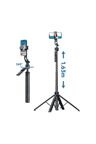Tripod Çok Amaçlı 1.6m Kumandali Kamera Telefon Tutucu C17 Siyah