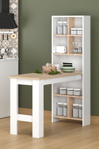 Riva Çok Amaçlı Dolap, Çok Amaçlı Masa, Mutfak Adası, Kiler Dolabı, Mutfak Masası Beyaz