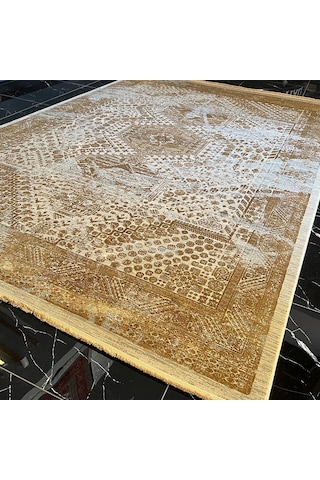 Elexus Halı Diamond 3846 Gri Gold Modern Salon Halısı Gri Gold