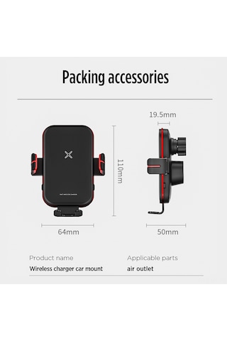 Mufunye Araç İçin Kablosuz Şarjlı Telefon Tutucu - 15w Hızlı Şarj, 4.7-6.9 İnç Uyumlu, 8mm Algılama Mesafesi, Çoklu Koruma Özellikleriyle