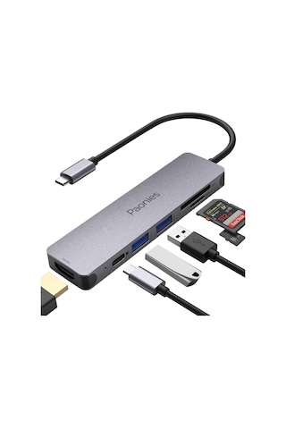 Yaozixa Usb-c Hub 7-in-1: Ekran Yansıtma/geniştirme, Çok Cihaz Uyumlu, Sinyal Bozulması Engeliyle Veri Ve Görüntü Aktarımı