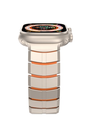 Watch 42mm Uyumlu Mohseven İwatch Titancore No.1 Metal Kordon Titanyum - Turuncu
