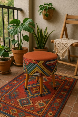 Puf Koltuk Tabure - Etna Gökkuşağı Turuncu Kiremit