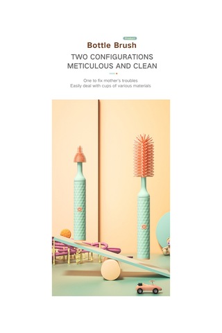 Qingmipy Usb Şarjlı Bebek Biberon Temizleme Fırçası Seti - Hızlı Ve Derin Temizlik İçin Silikon Başlıklı 5 Parça Pembe