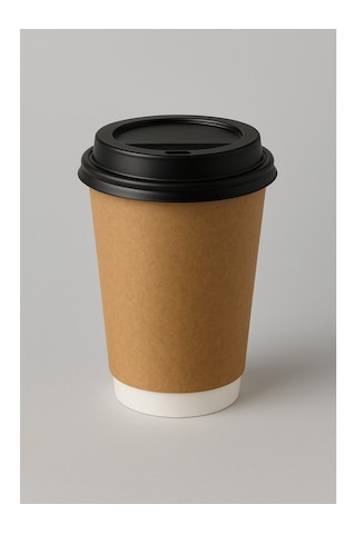 14 Oz Double Wall Karton Bardak Kapaklı 100 Adet Çift Katmanlı Sıcak Içecek Bardağı