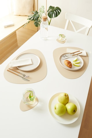 Home Wave 6'lı Bej/taş Renk Suni Deri Amerikan Servis Set 45 X 36 Cm Bej