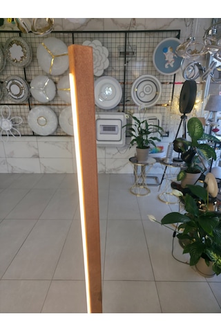 Modern Ahşap Led Lambader Kumandalı 3 Renk El Yapımı 145 Cm Meşe