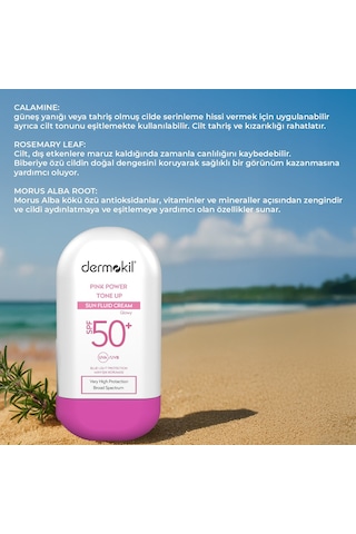 Dermokil Pink Tone-up Fluid Sun Cream Spf 50+ Pembe Ton Eşitleyici Fluid Güneş Koruyucu 60 Ml