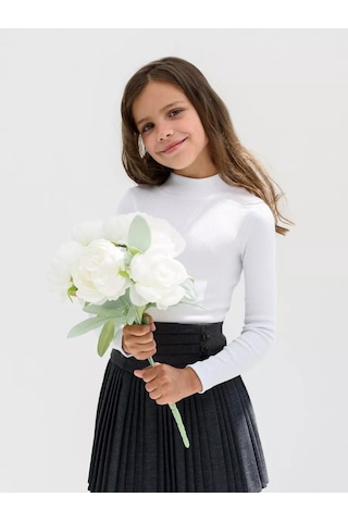 Tlg Çocuk Pamuklu Balıkçı Yaka Kazak 112458302 Beyaz