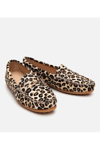 Hotiç Kadın Deri Siyah Leopar Desenli Günlük Loafer 01ayh303610a133 Çok Renkli