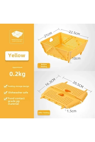 Konesam Plastik Çok Amaçlı Yüksek Ayaklı Sebze-meyve Süzgeci: Kurutma, Yıkama Ve Raf Saklama İçin Dayanıklı Büyük Kapasiteli Sepet Sarı Diğer